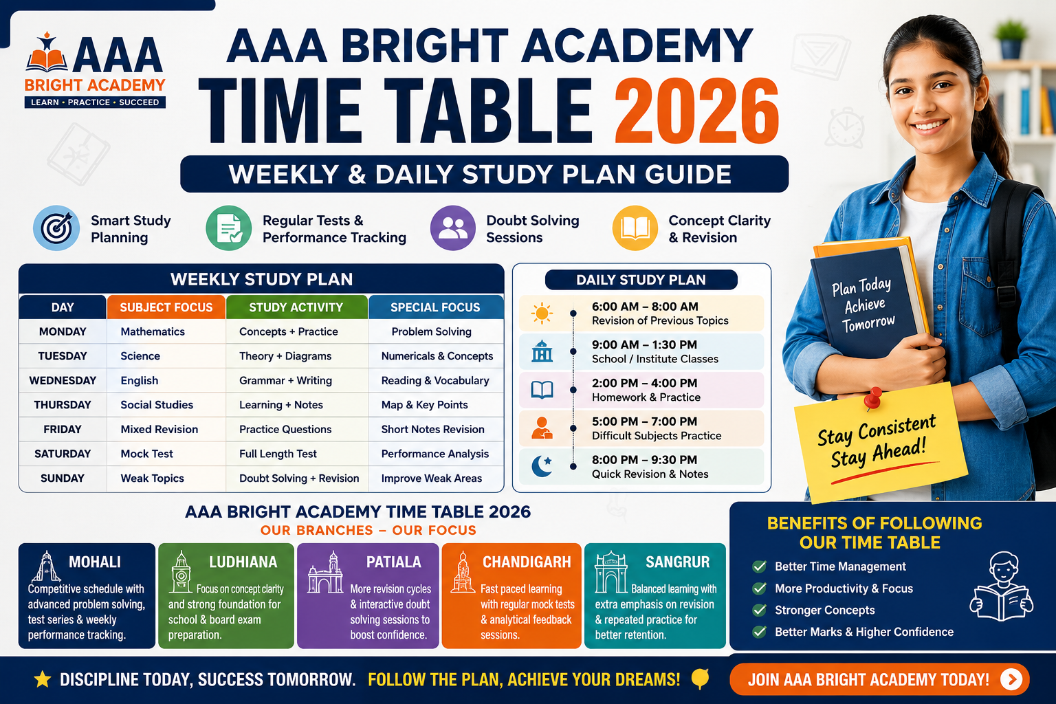 AAA Bright Academy Time Table 2026