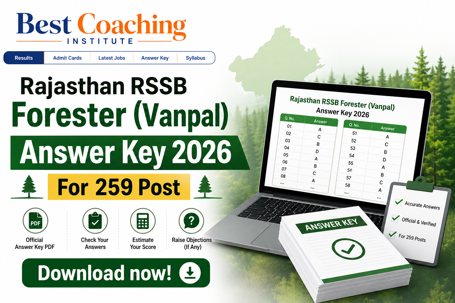 Rajasthan RSSB Forester (Vanpal) Answer Key 2026
