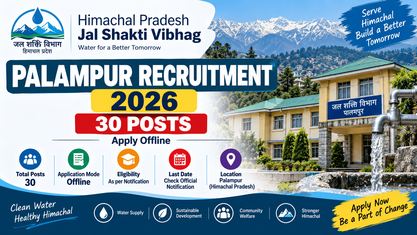 HP Jal Shakti Vibhag Palampur Recruitment 2026 – 30 Posts Apply Offline